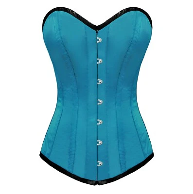 Corsé de torso largo corsé entrenador de cintura turquesa satinado corsé corsés Foto 1 de 4