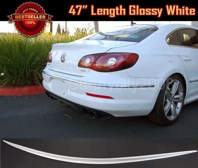 47" Long Universal Glossy White Rear Trunk Deck Lip Spoiler Wing  For Mitsubishi - Image 1 of 2
