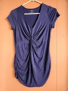 Motherhood Women's S/P Navy Blue Stretch Maternity Tunic Top - Picture 1 of 6