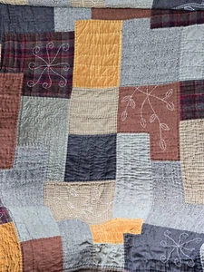 Pottery Barn Haberdashery Wool Tweed Velvet Patchwork Quilt 82 x 65 - Picture 1 of 9