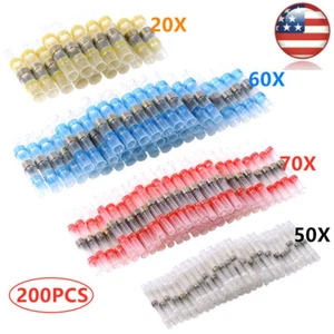 200PCS Solder Seal Sleeve Butt Wire Connectors Heat Shrink Terminals Waterproof - Picture 1 of 12