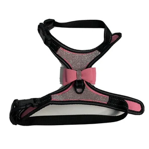 Rhinestone Dog Harness MEDIUM Reflective Bling Nylon Dog Vest Sparkly Bow NEW - Picture 1 of 12