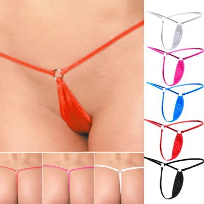 ETAOLINE 5 Pack Womens Sexy Silky Knickers Underwear Micro Thong mini G-String Thongs