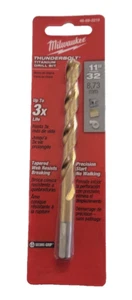 Broca recubierta 48-89-2219 11/32"" X 5"" Milwaukee TiN punto de división 3 vástago plano - Imagen 1 de 4