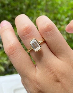 IGI-zertifizierter weißer Smaragdschliff im Labor gezüchteter Diamantring Solitär Verlobungsring - Bild 1 von 8