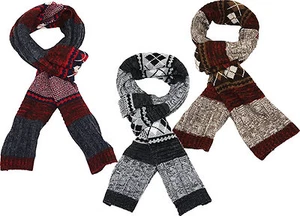 ITZU Apparel Soft Touch Wool Blend Chunky Cable Knit Argyle Scarf - Picture 1 of 7