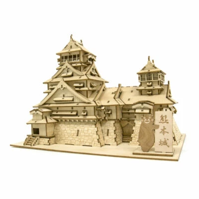 AZONE Wooden Art Kumamoto Castle kigumi 3D puzzle Kumamonpureto gifts Japan new - Image 1 of 4