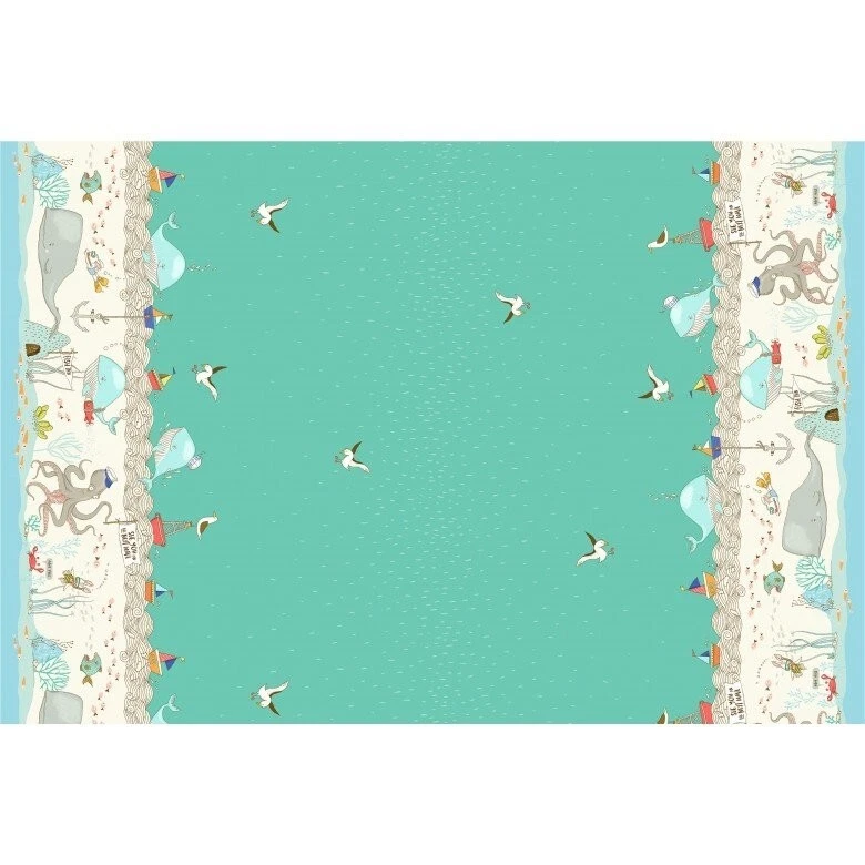 Michael Miller Make a Splash DC9366 Fish Inn borde rayas algodón Foto 1 de 1