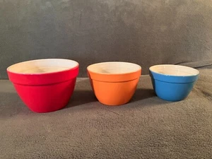Crate & Barrel Colorful Nested Ceramic Mixing BOWLS Set of 3 - Made in Portugal - Picture 1 of 8
