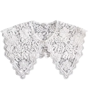 Ivory Lace False Collar – Oversize Detachable Scallop Floral Collar - By TRIXES - Picture 1 of 8