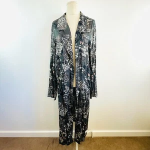 Odd Molly Size 3 (16) Grey & Black Floral Satin Lightweight Open Jacket - Picture 1 of 24