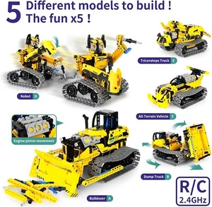5-in-1 STEM Robot Kit 452PCS | RC & App Control Toy for Kids Ages 6-14+ - Picture 1 of 6