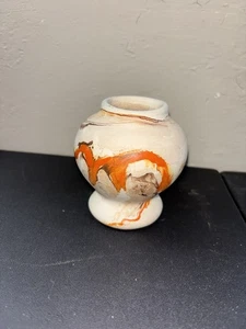 Nemadji Mini Vase Marbleized Beige Orange Brown Vtg Pottery Swirled Southwestern - Picture 1 of 8