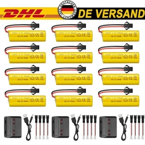 12 Stk 3,7V 700mAh Li-Ion Battery mit USB-Ladegerät für WLtoys RC Auto Boot 4WD - Bild 1 von 8