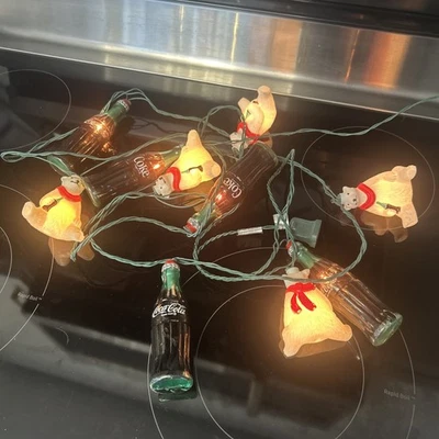 VTG COCA COLA STRING LIGHTS BOTTLES & WHITE BEARS - Image 1 of 4
