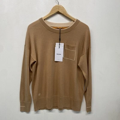 Nuevo con etiquetas Suéter Top Max & Moi Paris Merino, Seda y Cachemira Talla L - H21Pianolo Pecan Foto 1 de 4