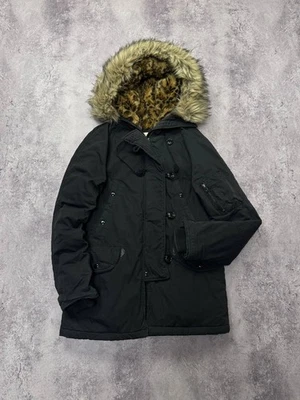 Parka militar Denim & Supply Ralph Lauren capucha de piel sintética negra Foto 1 de 4