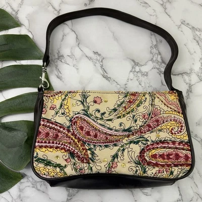 Bolso de Hombro Cartera Vintage Y2k Rosa Tostado Cachemira Floral Cuentas Imitación Cuero Foto 1 de 4