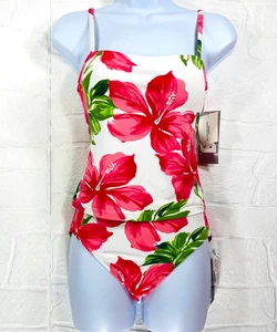 Jag Women's X-small NWT white with pink and green floral two piece tankini - Picture 1 of 12