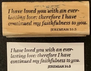 Vintage Rubber Stamp Religious I Have Loved You… Jeremiah 31:3 Rubber Stamp - Picture 1 of 2