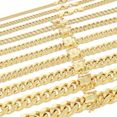 10K Yellow Gold 3mm-13mm Miami Cuban Link Necklace Chain or Bracelet, 7"-30" - Image 1 of 4