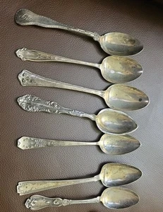 Lot of 7 Vintage Sterling Silver Spoons Different Patterns 142 Grams - Imagen 1 de 7