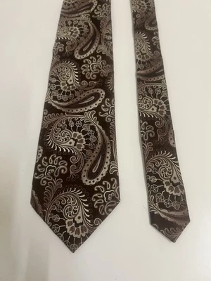 Corbata Massimo Ferre 100 % seda cachemira - marrón y plata - 60,5" x 4" Foto 1 de 3