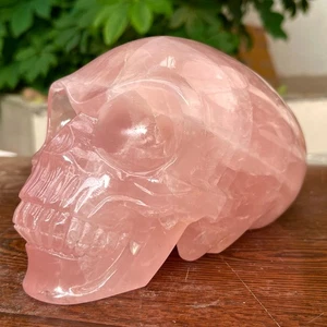 5.72LB Top Natural Rosa Cuarzo Energía Alien Calavera Tallada a Mano Cristal Reiki - Imagen 1 de 7