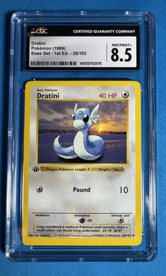 👀 CGC 8.5 👀 1999 DRATINI 1st Edition POKEMON Base Set Card 26/102 Like psa 📈 - Image 1 of 4