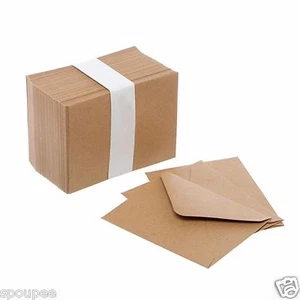 100 MINI KRAFT ENVELOPES small cards tags thank you wedding RSVP seed 85 x 110mm - Picture 1 of 1