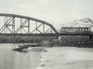 1921 Pressefoto Susitna River Bridge für Eisenbahnzüge in Alaska - Bild 1 von 2