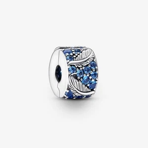 Genuine New Pandora S925 ALE Curved Feather & Pavé Clip Charm - Picture 1 of 3