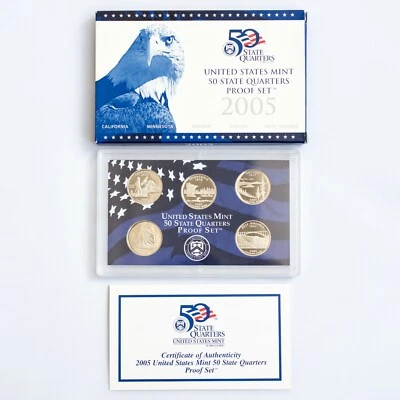 2005 S US 50 State Quarters Uncirculated Proof Mint Set - 5 Proof Coins OGP COA - Image 1 of 4