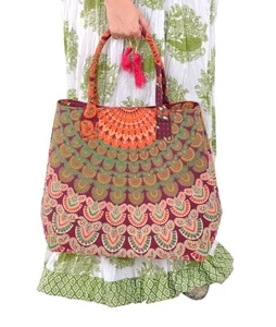 Borsa a tracolla mandala indiana borsetta cotone donna borsa grande - Foto 1 di 2