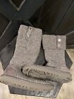 EUC UGG CARDY PURL KNIT BUTTON CHARCOAL GRAY CLASSIC TALL / SHORT BOOTS SIZE 9