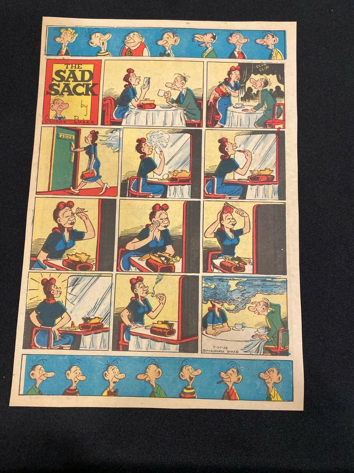 Tira cómica de página completa #32 SAD SACK de George Baker Sunday Tabloid 25 de julio de 1948 Foto 1 de 1