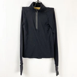 ivivva  Lululemon Athletica Girls Quarter ZIP Long Sleeve Shirt Top Size 8 Black - Picture 1 of 9