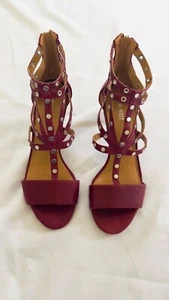 Nine West Berry Red cage strap heels 9M EUC - Picture 1 of 8