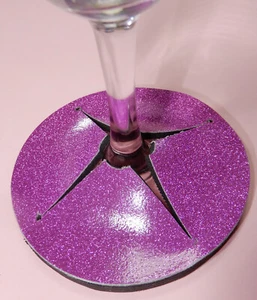 Wine glass new Purple sparkle limited edition coaster -2 pack with soaker pads - Foto 1 di 3