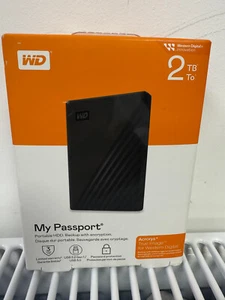 WD My Passport 2TB do zewnętrznego dysku twardego systemu Windows fabrycznie nowy western cyfrowy fabrycznie nowy w pudełku - Zdjęcie 1 z 5