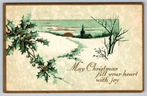 May Christmas Fill Your Heart With Joy, 1919 Postcard, WWI Reconstruction Cancel - Picture 1 of 2
