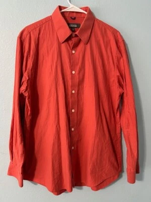 Camisa masculina Kenneth Cole Reaction slim fit laranja ferrugem grande 16 1/2 32/33 - Imagem 1 de 4