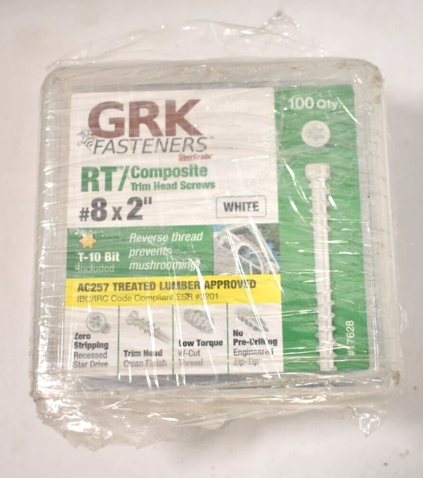 GRK 772691176288 8x2" Containing 1-pack Equal to 100 Screws White Trim Handypack