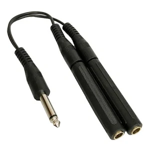 Adaptador divisor mono enchufe macho a doble 1/4" 6,35 mm TS de 1/4" 6,35 mm - Imagen 1 de 1