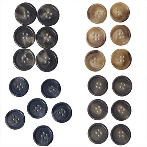 Knöpfe 20 mm Schwarz, Braun, Blau, Beige 4-Loch-Knopf meliert, 12 Stück - Bild 1 von 13