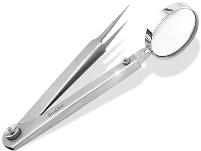 Extra Fine Tweezers with Magnifying Glass Magnifying Tweezers Pointed Tweezers Pointed and Straight - Image 1 of 4