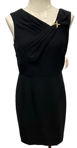 Ivanka Trump Black Dress Sleeveless Sheath Rear Zip Rhinestone Clasp New Size 4 - Picture 1 of 8