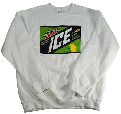 Mountain Dew Ice Limón Lima Cuello Redondo Sudadera Adulto Grande Blanca Unisex Foto 1 de 4