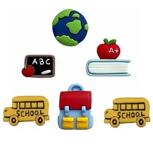 Adornos con botones de regreso a la escuela - botones de estante de costura artesanal para autobuses - Imagen 1 de 2