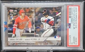 Shohei Ohtani/Ronald Acuna Jr. 2018 Topps Now AW-3 ROOKIE OF THE YEAR RC PSA 10 - Picture 1 of 2